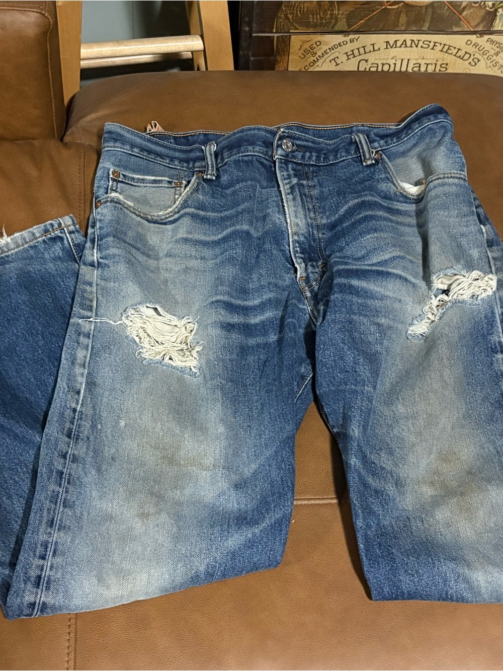 Worn/Distressed Levi Jeans 36x32